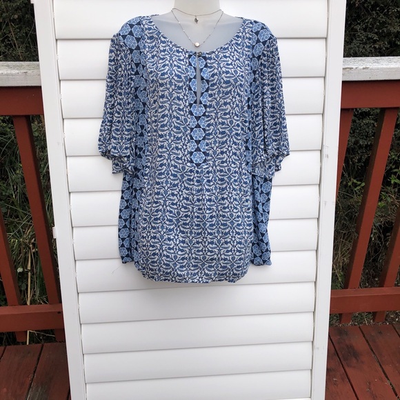 Lucky Brand Women's Blue Floral Blouse - Picture 2 of 11